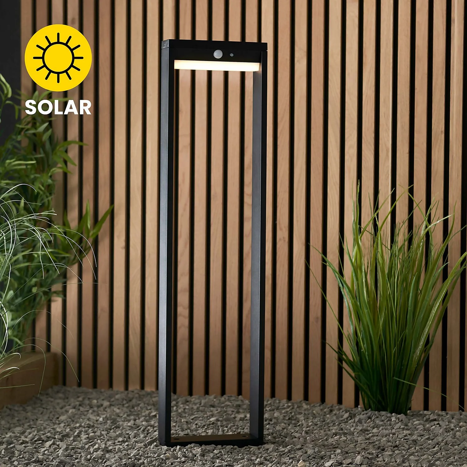 Dannah 80cm Photocell & PIR Solar Outdoor Floor Light - Black 6 Dannah 80cm Photocell & PIR Solar Outdoor Floor Light - Black - Image 4