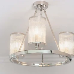 Easton Semi Flush Light - 3lt Nickel -Lighting Shop 13794251 3694957105380618