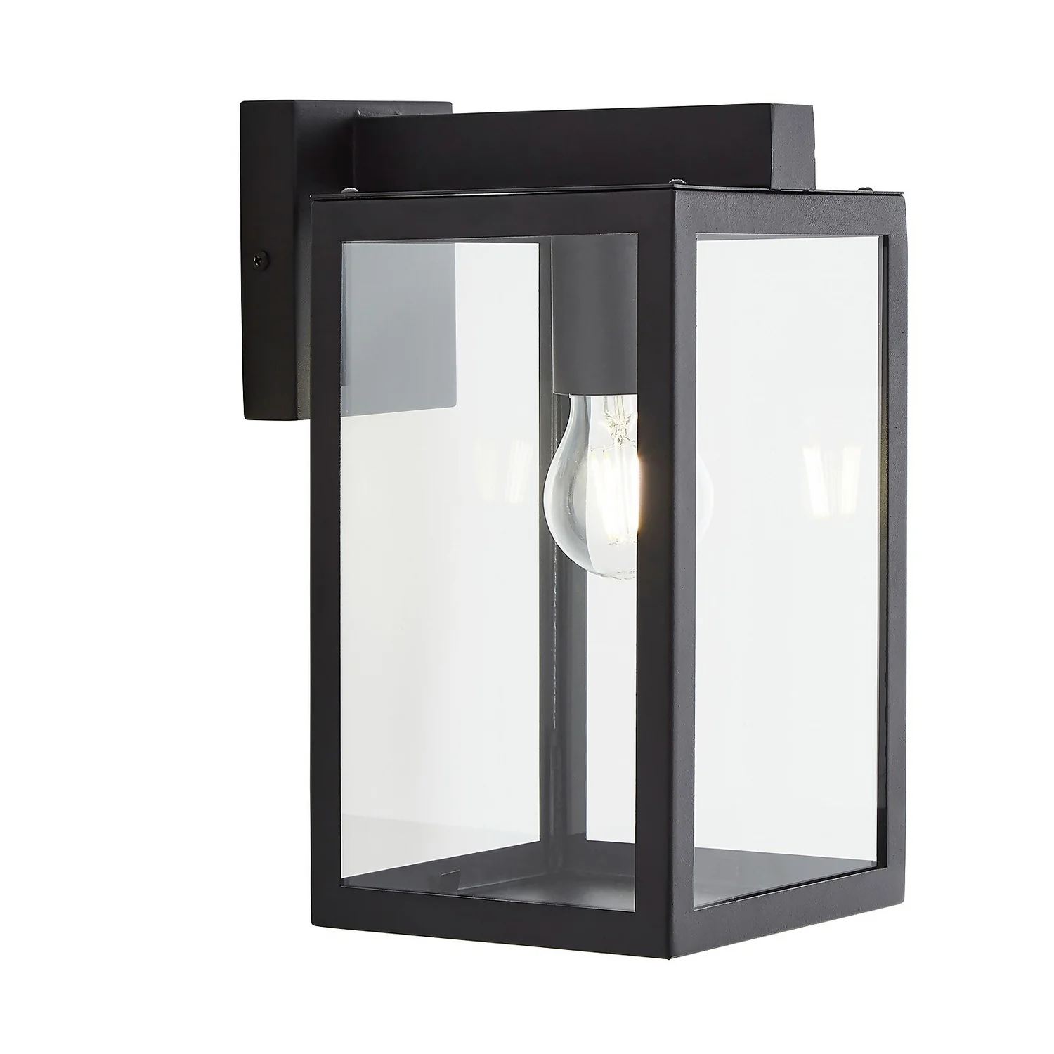 Hestia E27 Glass Panel Outdoor Box Lantern - Black 4 Hestia E27 Glass Panel Outdoor Box Lantern - Black - Image 2