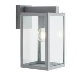 Hestia E27 Glass Panel Outdoor Box Lantern - Silver -Lighting Shop 13924363 1234980107984526