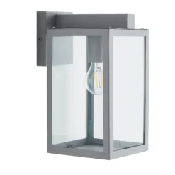 Hestia E27 Glass Panel Outdoor Box Lantern - Silver -Lighting Shop 13924363 1364980108100359