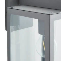 Hestia E27 Glass Panel Outdoor Box Lantern - Silver -Lighting Shop 13924363 3694980108180933