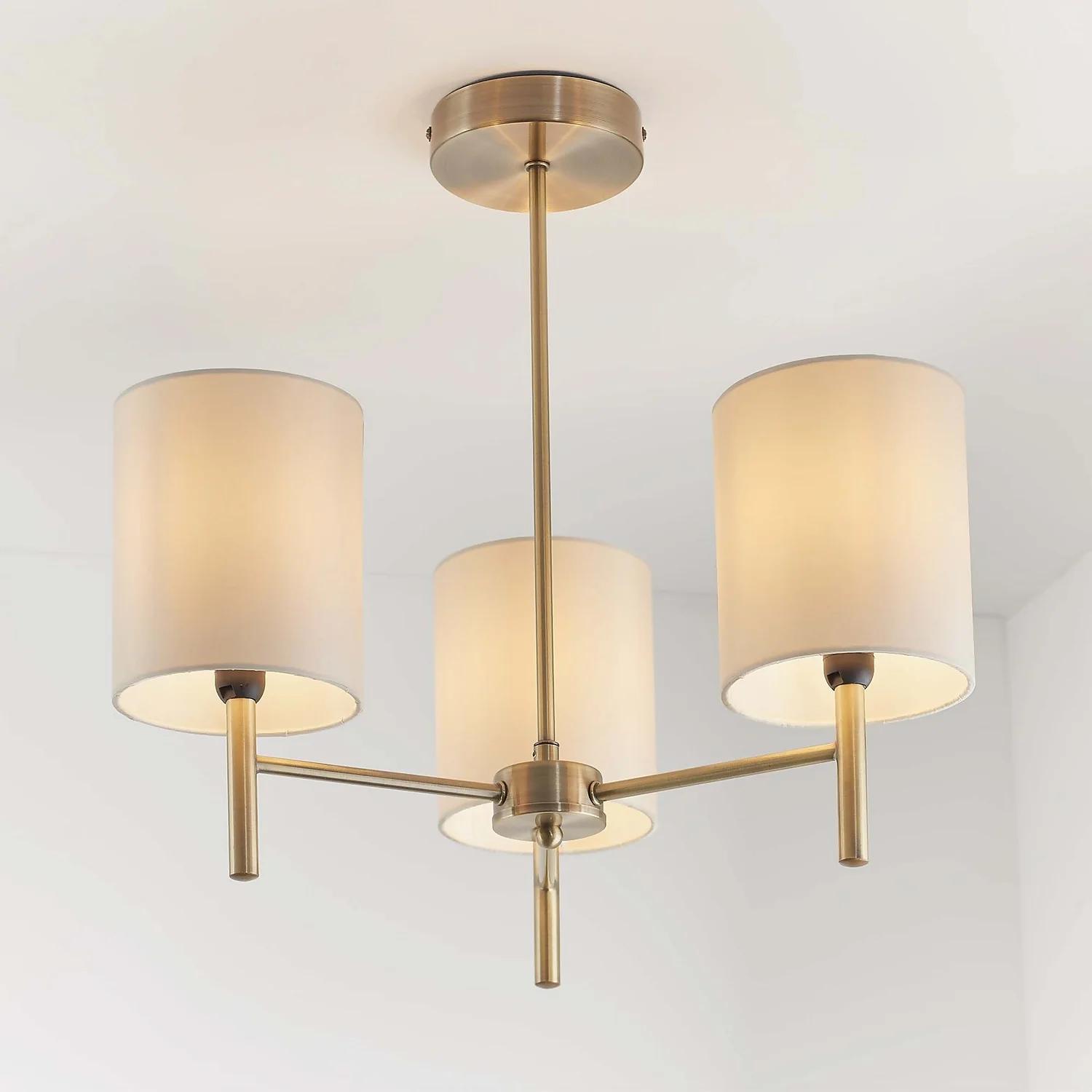 Kari 3 Light Semi Flush Ceiling Light - Brass 3 Kari 3 Light Semi Flush Ceiling Light - Brass