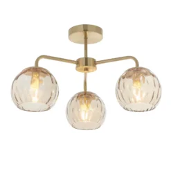 Geneva 3 Light Semi Flush Ceiling Light - Brass 11 Geneva 3 Light Semi Flush Ceiling Light - Brass -Lighting Shop 13938484 1664981959912606