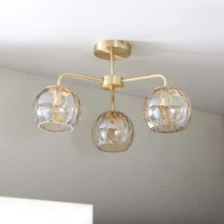 Geneva 3 Light Semi Flush Ceiling Light - Brass 12 Geneva 3 Light Semi Flush Ceiling Light - Brass -Lighting Shop 13938484 1694981960038432