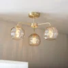 Geneva 3 Light Semi Flush Ceiling Light - Brass 1 Geneva 3 Light Semi Flush Ceiling Light - Brass -Lighting Shop 13938484 1734981959666141
