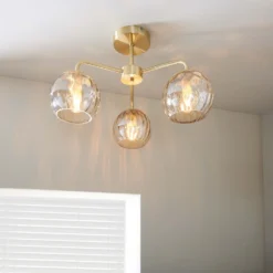 Geneva 3 Light Semi Flush Ceiling Light - Brass 13 Geneva 3 Light Semi Flush Ceiling Light - Brass -Lighting Shop 13938484 9914981960100304