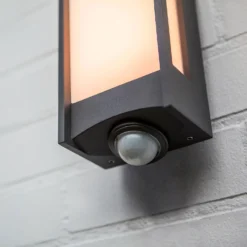 Lutec Qubo LED Outdoor Wall Light With PIR Motion Sensor - Anthracite -Lighting Shop 13950215 1054993052512797