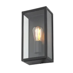 Minerva Outdoor Box Lantern Wall Light - Black -Lighting Shop 13956092 8584995190292484