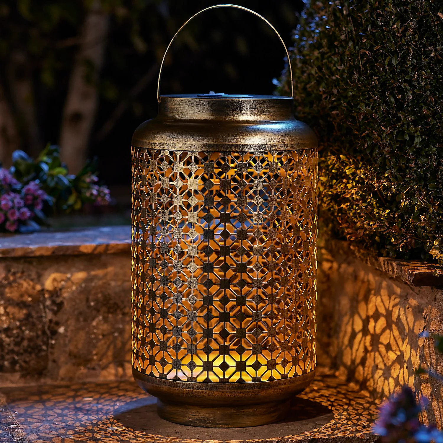 Homebase Edit Antique Gold Solar Moroccan Lantern - 48cm 3 Homebase Edit Antique Gold Solar Moroccan Lantern - 48cm