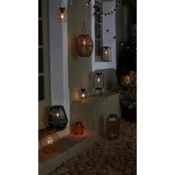 Homebase Edit Brown Rattan Solar Lantern - 31cm -Lighting Shop 13956313 1705022633970671