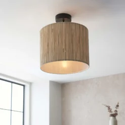 Caen Semi Flush Ceiling Light - Natural -Lighting Shop 14301796 1595038439089281
