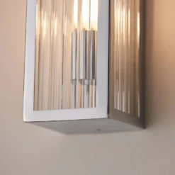 Daltra Large Ribbed Bathroom Wall Light - Chrome Effect 13 Daltra Large Ribbed Bathroom Wall Light - Chrome Effect -Lighting Shop 14301806 7615038439334714