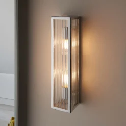 Daltra Large Ribbed Bathroom Wall Light - Chrome Effect