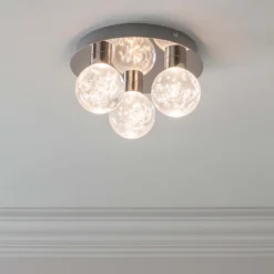 Leoch Bathroom Flush Ceiling Light - Chrome Effect -Lighting Shop 14301817 3765038439051523