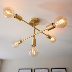 Logie Semi Flush Ceiling Light - Brass Effect 14 Logie Semi Flush Ceiling Light - Brass Effect -Lighting Shop 14301818 1055038438992516