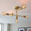 Logie Semi Flush Ceiling Light - Brass Effect 2 Logie Semi Flush Ceiling Light - Brass Effect -Lighting Shop 14301818 1365038438763121