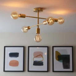 Logie Semi Flush Ceiling Light - Brass Effect 12 Logie Semi Flush Ceiling Light - Brass Effect -Lighting Shop 14301818 1365038438855872