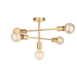 Logie Semi Flush Ceiling Light - Brass Effect 11 Logie Semi Flush Ceiling Light - Brass Effect -Lighting Shop 14301818 1635038438813323