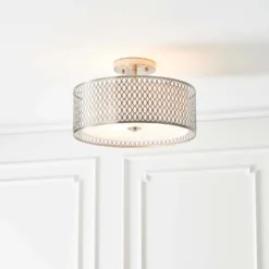 Orton Flush Ceiling Light - Nickel Effect -Lighting Shop 14301820 1655038438019376