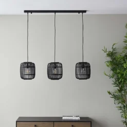 Saval 3 Lamp Pendant Diner Bar Light - Dark Bamboo -Lighting Shop 14301826 1955038437827793