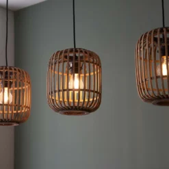 Saval 3 Lamp Pendant Diner Bar Light - Natural Bamboo -Lighting Shop 14301827 1505038439385810