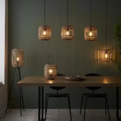 Saval 3 Lamp Pendant Diner Bar Light - Natural Bamboo -Lighting Shop 14301827 1885038439537988