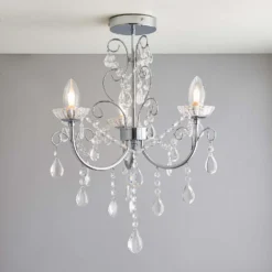 Shanzie Semi Flush Bathroom Chandelier Light - Chrome Effect -Lighting Shop 14301829 1455038439551752