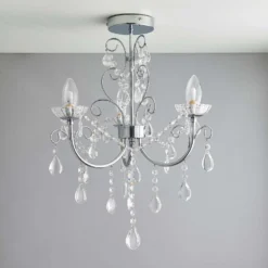 Shanzie Semi Flush Bathroom Chandelier Light - Chrome Effect -Lighting Shop 14301829 7285038439594937