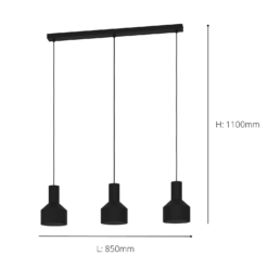Eglo Casibare 3 Lamp Diner Bar Light - Black -Lighting Shop 14302945 9305038223087481