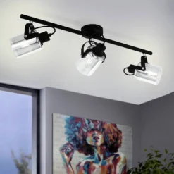 Eglo Berregas 3 Lamp Spotlight - Black & Transparent -Lighting Shop 14302948 2225038223069406