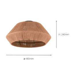 Eglo Alderney Flush Ceiling Light - Black & Natural -Lighting Shop 14302949 1535038223171319