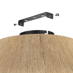 Eglo Alderney Flush Ceiling Light - Black & Natural -Lighting Shop 14302949 1545038223134194