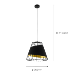 Eglo Austell Pendant Ceiling Light - Black & Gold -Lighting Shop 14302951 1145038223122290
