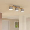 Eglo Mariel 3 Lamp Flush Ceiling Light - Grey & Wood -Lighting Shop 14302955 1775038224233337