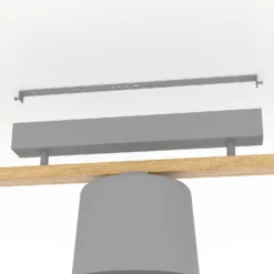 Eglo Mariel 3 Lamp Flush Ceiling Light - Grey & Wood -Lighting Shop 14302955 1965038224343683