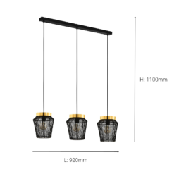 Eglo Escandidos 3 Lamp Diner Bar Light - Black -Lighting Shop 14302961 3645038224096957