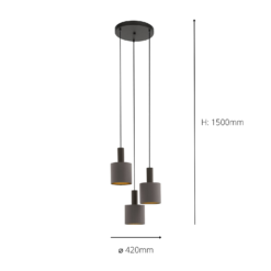 Eglo Concessa 1 3 Lamp Pendant Ceiling Light - Cappuccino & Gold -Lighting Shop 14302962 2135038224304077