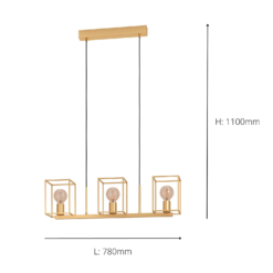 Eglo Cumiole 3 Lamp Diner Bar Light - Gold -Lighting Shop 14302963 1485038223946645