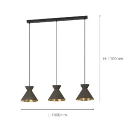 Eglo Nastasia 3 Lamp Pendant Diner Bar Light - Cappuccino & Brass -Lighting Shop 14302968 6225039958073122