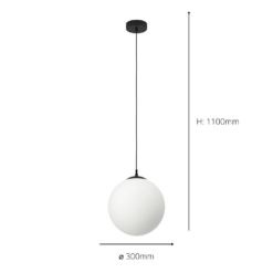 Eglo Rondo Pendant Ceiling Light - Black & Opal -Lighting Shop 14302973 1295038224269868