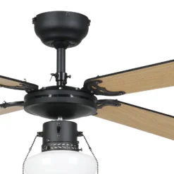 Eglo Fortaleza Ceiling Fan With Light - Matt Black & Wood -Lighting Shop 14742119 1245052700376421