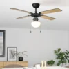 Eglo Fortaleza Ceiling Fan With Light - Matt Black & Wood -Lighting Shop 14742119 2075052700121868