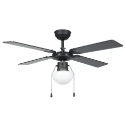 Eglo Fortaleza Ceiling Fan With Light - Matt Black & Wood -Lighting Shop 14742119 3875052700156056