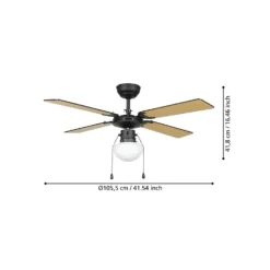 Eglo Fortaleza Ceiling Fan With Light - Matt Black & Wood -Lighting Shop 14742119 6635052700447398