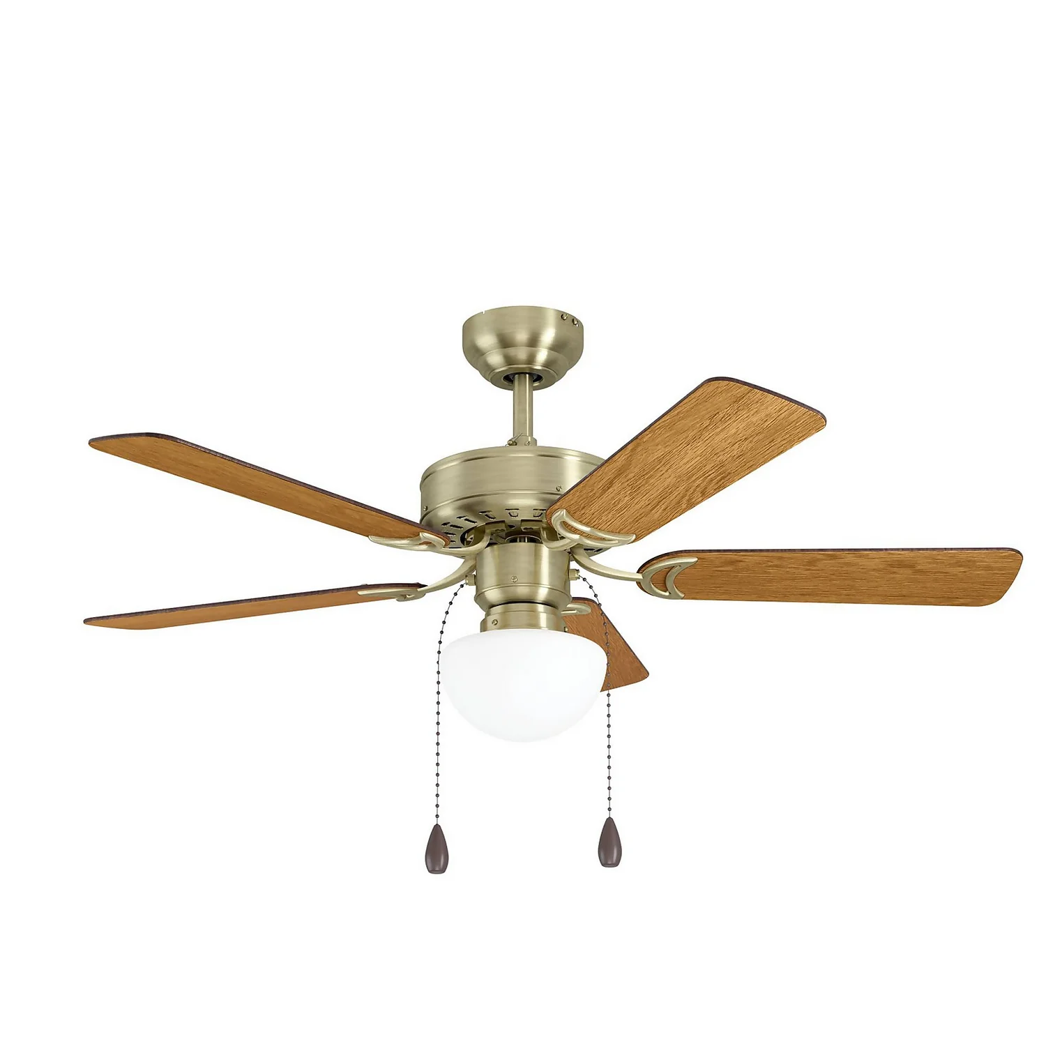 Eglo Cadiz Ceiling Fan With Light - Aged Brass & Wood 4 Eglo Cadiz Ceiling Fan With Light - Aged Brass & Wood - Image 2